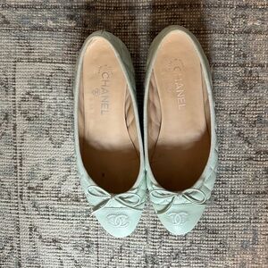 Chanel Ballet Flats 39 Quilted Mint Leather